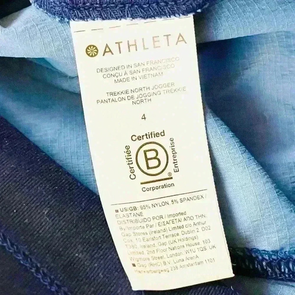 Athleta Trekke North Blue Floral Drawstring Mid-Rise Full Length Jogger Size 4 - Picture 12 of 15